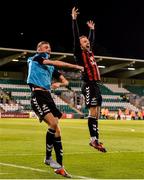 17 August 2018; Daniel Kelly, left, and Keith Ward of Bohemians celebrate following their side's victory during the SSE Airtricity League Premier Division match between Shamrock Rovers and Bohemians at Tallaght Stadium in Dublin. Photo by Seb Daly/Sportsfile