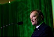 17 August 2018; David Martin, President of the Irish Football Association, speaking at the FAI Delegates Dinner & FAI Communications Awards at the Rochestown Park Hotel in Cork. Photo by Stephen McCarthy/Sportsfile