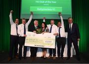 17 August 2018; Members of the Ballymackey Football Club, Tipperary, from left,  Ciaran Tinkler, George and Jennifer Haverty, John Delaney and Eddie Ryan are presented with the 2018 Club of the Year award by FAI President Tony Fitzgerald and John Delaney, CEO, Football Association of Ireland, right, at the FAI Delegates Dinner & FAI Communications Awards at the Rochestown Park Hotel in Cork. Photo by Stephen McCarthy/Sportsfile