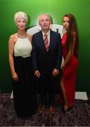 17 August 2018; Ciaran Collins of Fern Celtic FC, who received a John Sherlock Services to Football Award, with wife Mairead and daughter Hazel on their arrival at the FAI Delegates Dinner & FAI Communications Awards at the Rochestown Park Hotel in Cork. Photo by Stephen McCarthy/Sportsfile