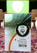 18 August 2018; A copy of the FAI Annual Report is seen prior to the Football Association of Ireland Annual General Meeting at the Rochestown Park Hotel in Cork. Photo by Stephen McCarthy/Sportsfile