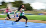 18 August 2018; Destiny Lawal from Corbally, Co. Limerick, competing in the U10 Girls 100m event during day one of the Aldi Community Games August Festival at the University of Limerick in Limerick. Photo by Sam Barnes/Sportsfile