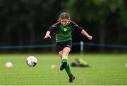 18 August 2018; Lucy Sheffield, Kiltoom-Cam, Roscommon competing in the Soccer 7 a side U12 event during day one of the Aldi Community Games August Festival at the University of Limerick in Limerick. Photo by Harry Murphy/Sportsfile