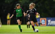 18 August 2018; Emma McGrenaghan of Fanad, Co. Donegal in action against Lucy Sheffield of Kiltoom-Cam, Co. Roscommon competing in the Soccer 7 a side U12 event during day one of the Aldi Community Games August Festival at the University of Limerick in Limerick. Photo by Harry Murphy/Sportsfile