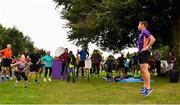 18 August 2018; Vhi ambassador and Olympian David Gillick pictured at the Longford parkrun where Vhi hosted a special event to celebrate their partnership with parkrun Ireland. David was on hand to lead the warm up for parkrun participants before completing the 5km free event. Parkrunners enjoyed refreshments post event at the Vhi Relaxation Area where a physiotherapist took participants through a post event stretching routine.   parkrun in partnership with Vhi support local communities in organising free, weekly, timed 5k runs every Saturday at 9.30am.To register for a parkrun near you visit www.parkrun.ie. Photo by Seb Daly/Sportsfile