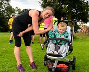 18 August 2018; parkrun participants Michelle O’Neill and her son Páidí, age 20 months, pictured at the Longford parkrun where Vhi hosted a special event to celebrate their partnership with parkrun Ireland. Vhi ambassador and Olympian David Gillick was on hand to lead the warm up for parkrun participants before completing the 5km free event. Parkrunners enjoyed refreshments post event at the Vhi Relaxation Area where a physiotherapist took participants through a post event stretching routine.   parkrun in partnership with Vhi support local communities in organising free, weekly, timed 5k runs every Saturday at 9.30am.To register for a parkrun near you visit www.parkrun.ie. Photo by Seb Daly/Sportsfile