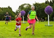 18 August 2018; parkrun participants Francesca Sexton, age 6, and Kate Sexton, from Longford town, pictured at the Longford parkrun where Vhi hosted a special event to celebrate their partnership with parkrun Ireland. Vhi ambassador and Olympian David Gillick was on hand to lead the warm up for parkrun participants before completing the 5km free event. Parkrunners enjoyed refreshments post event at the Vhi Relaxation Area where a physiotherapist took participants through a post event stretching routine.   parkrun in partnership with Vhi support local communities in organising free, weekly, timed 5k runs every Saturday at 9.30am.To register for a parkrun near you visit www.parkrun.ie. Photo by Seb Daly/Sportsfile