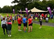 18 August 2018; A general view of participants around the Vhi Relaxation Area at the Longford parkrun where Vhi hosted a special event to celebrate their partnership with parkrun Ireland. Vhi ambassador and Olympian David Gillick was on hand to lead the warm up for parkrun participants before completing the 5km free event. Parkrunners enjoyed refreshments post event at the Vhi Relaxation Area where a physiotherapist took participants through a post event stretching routine.   parkrun in partnership with Vhi support local communities in organising free, weekly, timed 5k runs every Saturday at 9.30am.To register for a parkrun near you visit www.parkrun.ie. Photo by Seb Daly/Sportsfile