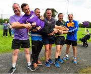 18 August 2018; Vhi ambassador and Olympian David Gillick with parkrun participants at the Longford parkrun where Vhi hosted a special event to celebrate their partnership with parkrun Ireland. David was on hand to lead the warm up for parkrun participants before completing the 5km free event. Parkrunners enjoyed refreshments post event at the Vhi Relaxation Area where a physiotherapist took participants through a post event stretching routine.   parkrun in partnership with Vhi support local communities in organising free, weekly, timed 5k runs every Saturday at 9.30am.To register for a parkrun near you visit www.parkrun.ie. Photo by Seb Daly/Sportsfile