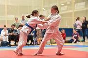 18 August 2018;  Aoibhi­nn Bourke of Kilteely - Dromkeen - Garydoolis, Co. Limerick, right, and Molly Noone of Athenry, Co. Galway competing in the Judo - 34kg U16 & O6 Girls event during day one of the Aldi Community Games August Festival at the University of Limerick in Limerick. Photo by Sam Barnes/Sportsfile