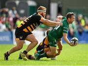 18 August 2018; Jack Carty of Connacht is tackled by Charlie Matthews and Tom West of Wasps during the Pre-season Friendly match between Connacht and Wasps at Dubarry Park in Westmeath. Photo by Seb Daly/Sportsfile