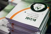 18 August 2018; Copies of the Annual Report prior to the Football Association of Ireland Annual General Meeting at the Rochestown Park Hotel in Cork. Photo by Stephen McCarthy/Sportsfile