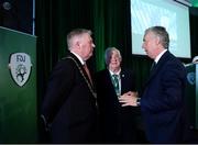 18 August 2018; John Delaney, CEO, Football Association of Ireland, right, in conversation with Cllr. Mick Finn, Lord Mayor of Cork, left, and FAI President Tony Fitzgerald during the Football Association of Ireland Annual General Meeting at the Rochestown Park Hotel in Cork. Photo by Stephen McCarthy/Sportsfile