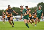 18 August 2018; Matt Healy of Connacht is tackled by Ambrose Curtis of Wasps on his way to scoring his side's second try during the Pre-season Friendly match between Connacht and Wasps at Dubarry Park in Westmeath. Photo by Seb Daly/Sportsfile