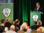 18 August 2018; Fernando Gomes, President of the Portugese FA, speaking during the Football Association of Ireland Annual General Meeting at the Rochestown Park Hotel in Cork. Photo by Stephen McCarthy/Sportsfile