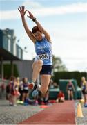 18 August 2018; Joanne McCauley of Newry AC, Co Down, W40, competing in the Long Jump event during the Irish Life Health National Track & Field Masters Championships at Tullamore Harriers Stadium in Offaly. Photo by Piaras Ó Mídheach/Sportsfile