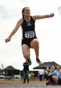 18 August 2018; Rosemary Gibson of North East Runners A.C., Co Louth, W45, competing in the Long Jump event during the Irish Life Health National Track & Field Masters Championships at Tullamore Harriers Stadium in Offaly. Photo by Piaras Ó Mídheach/Sportsfile