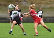18 August 2018; Sinead Naughton of Sligo in action against Emma Brennan of Tyrone during the 2018 TG4 All-Ireland Ladies Intermediate Football Championship semi-final match between Sligo and Tyrone at Fr. Tierney Park in Donegal. Photo by Oliver McVeigh/Sportsfile
