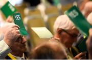 18 August 2018; Voting during the Football Association of Ireland Annual General Meeting at the Rochestown Park Hotel in Cork. Photo by Stephen McCarthy/Sportsfile