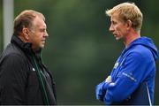 17 August 2018; Newcastle Falcons Director of Rugby Dean Richards, left, with Leinster head coach Leo Cullen prior to the Bank of Ireland Pre-season Friendly match between Leinster and Newcastle Falcons at Energia Park in Dublin. Photo by Brendan Moran/Sportsfile