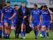 17 August 2018; Ciarán Frawley of Leinster, centre, and team-mates Vakh Abdaladze, left, and Dave Kearney leave the pitch after the Bank of Ireland Pre-season Friendly match between Leinster and Newcastle Falcons at Energia Park in Dublin. Photo by Brendan Moran/Sportsfile