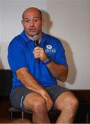 18 August 2018; Irish Rugby Captain and Glenisk ambassador Rory Best is pictured at an exclusive Glenisk Rugby Training Camp in De La Salle RFC with 100 lucky competition winners aged between 7 and 12 years. The camp, hosted by Glenisk, Official Yoghurt of Irish Rugby, was designed to encourage children to make new friends, develop their rugby skills and learn about the best foods for their growing bodies with advice from IRFU Performance Nutritionist Marcus Shortall. Pictured at the event is Rory Best during a Q&A session with young players during the camp at De La Salle Palmerstown RFC, Dublin. Photo by Eóin Noonan/Sportsfile