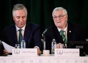 18 August 2018; FAI President Tony Fitzgerald and John Delaney, CEO, Football Association of Ireland, during the Football Association of Ireland Annual General Meeting at the Rochestown Park Hotel in Cork. Photo by Stephen McCarthy/Sportsfile