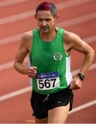 18 August 2018; Ian Egan of Tuam A.C., Co Galway, M50, competing in the 5000m event during the Irish Life Health National Track & Field Masters Championships at Tullamore Harriers Stadium in Offaly. Photo by Piaras Ó Mídheach/Sportsfile