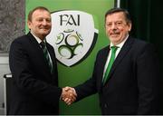 18 August 2018; David Martin, President of the Irish Football Association, left, and FAI President Donal Conway during the Football Association of Ireland Annual General Meeting at the Rochestown Park Hotel in Cork. Photo by Stephen McCarthy/Sportsfile
