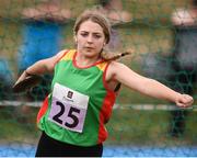 18 August 2018; Kiana Nolan of Rathvilly, Co. Carlow, competing in the Discus U16 & O14 Girls event during day one of the Aldi Community Games August Festival at the University of Limerick in Limerick. Photo by Sam Barnes/Sportsfile