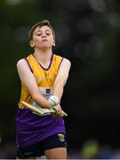 18 August 2018; Paddy Keavey of  BBBCR, Co. Wexford, competing in the Long Puck U12 event during day one of the Aldi Community Games August Festival at the University of Limerick in Limerick. Photo by Harry Murphy/Sportsfile