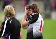 18 August 2018; Katie Walsh of Sligo dejected, is consoled after the 2018 TG4 All-Ireland Ladies Intermediate Football Championship semi-final match between Sligo and Tyrone at Fr. Tierney Park in Donegal. Photo by Oliver McVeigh/Sportsfile