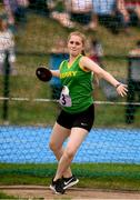 18 August 2018; Abigail Littlejohn of Kenmare, Co. Kerry, competing in the Discus U16 & O14 Girls  event during day one of the Aldi Community Games August Festival at the University of Limerick in Limerick. Photo by Sam Barnes/Sportsfile