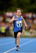 18 August 2018; Luke Smith of Skerries, Co. Dublin, competing in the Relay 4x100m U12 & O10 Boys event during day one of the Aldi Community Games August Festival at the University of Limerick in Limerick. Photo by Sam Barnes/Sportsfile