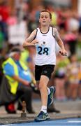 18 August 2018; Cathal Gilligan of Coolera, Co. Sligo, competing in the Relay 4x100m U12 & O10 Boys event during day one of the Aldi Community Games August Festival at the University of Limerick in Limerick. Photo by Sam Barnes/Sportsfile