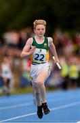 18 August 2018; Robert Carney of Shinrone - Coolderry, Co. Offaly, competing in the Relay 4x100m U12 & O10 Boys event during day one of the Aldi Community Games August Festival at the University of Limerick in Limerick. Photo by Sam Barnes/Sportsfile