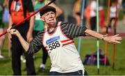 18 August 2018; Padraig Maye of Ballina A.C., Co Mayo, M75, competing in the Javelin event during the Irish Life Health National Track & Field Masters Championships at Tullamore Harriers Stadium in Offaly. Photo by Piaras Ó Mídheach/Sportsfile