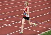 18 August 2018; Cathryn Brady of Dundrum South Dublin A.C., W50, competing in the 1500m event during the Irish Life Health National Track & Field Masters Championships at Tullamore Harriers Stadium in Offaly. Photo by Piaras Ó Mídheach/Sportsfile