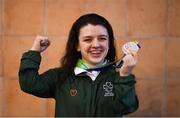 18 August 2018; Nicole Turner of Ireland celebrates with her silver medal after finishing in second place in the final of the Women's 50m Butterfly S6 event during day six of the World Para Swimming Allianz European Championships at the Sport Ireland National Aquatic Centre in Blanchardstown, Dublin. Photo by David Fitzgerald/Sportsfile