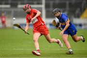 18 August 2018; Katrina Mackey of Cork in action against Mary Ryan of Tipperary during the Liberty Insurance All-Ireland Senior Camogie Championship semi-final match between Cork and Tipperary at Semple Stadium in Thurles, Tipperary. Photo by Matt Browne/Sportsfile