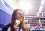 18 August 2018; Jessica Applegate of Great Britain with her gold medal after winning the Women's 100m Butterfly S14 Final during day six of the World Para Swimming Allianz European Championships at the Sport Ireland National Aquatic Centre in Blanchardstown, Dublin. Photo by David Fitzgerald/Sportsfile