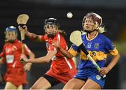 18 August 2018; Orla O'Dwyer of Tipperary in action against Orla Cotter of Cork during the Liberty Insurance All-Ireland Senior Camogie Championship semi-final match between Cork and Tipperary at Semple Stadium in Thurles, Tipperary. Photo by Matt Browne/Sportsfile