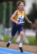 18 August 2018; Sean Rowley of Castlebridge - Crossabeg, Co. Wexford, competing in the Relay 4x100m U14 & O12 Boys event during day one of the Aldi Community Games August Festival at the University of Limerick in Limerick. Photo by Sam Barnes/Sportsfile