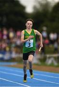 18 August 2018; Dara Looney of Killarney South, Co.Kerry, competing in the Relay 4x100m U14 & O12 Boys event during day one of the Aldi Community Games August Festival at the University of Limerick in Limerick. Photo by Sam Barnes/Sportsfile