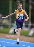 18 August 2018; Sean Rowley of Castlebridge - Crossabeg, Co. Wexford, competing in the Relay 4x100m U14 & O12 Boys event during day one of the Aldi Community Games August Festival at the University of Limerick in Limerick. Photo by Sam Barnes/Sportsfile