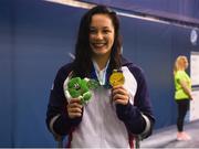 18 August 2018; Alice Tai of Great Britain with her gold medal after winning the Women's 100m Freestyle S7 event during day six of the World Para Swimming Allianz European Championships at the Sport Ireland National Aquatic Centre in Blanchardstown, Dublin. Photo by David Fitzgerald/Sportsfile