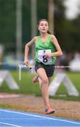 18 August 2018; Rachel Norman of Dunboyne, Co. Meath, competing in the Relay 4x100m U14 & O12 Girls event during day one of the Aldi Community Games August Festival at the University of Limerick in Limerick. Photo by Sam Barnes/Sportsfile