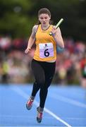18 August 2018; Ava Rochford of Ennis St Johns, Co.Clare, competing in the Relay 4x100m U14 & O12 Girls event during day one of the Aldi Community Games August Festival at the University of Limerick in Limerick. Photo by Sam Barnes/Sportsfile