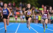 18 August 2018; Ciara Mullally of Glenmore-Tullogher-Rosbercon, Co.Kilkenny, competing in the 100m U14 & O12 Girls event during day one of the Aldi Community Games August Festival at the University of Limerick in Limerick. Photo by Sam Barnes/Sportsfile