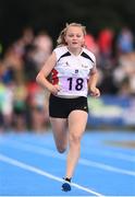 18 August 2018; Orlaith Carolan of Ardee-Reaghstown, Co. Louth, competing in the 100m U14 & O12 Girls event during day one of the Aldi Community Games August Festival at the University of Limerick in Limerick. Photo by Sam Barnes/Sportsfile